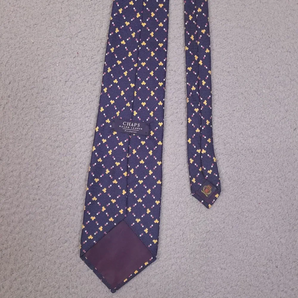 Vintage Chaps Ralph Lauren‎ Men's Tie Silk Blue Necktie Office Work USA Made